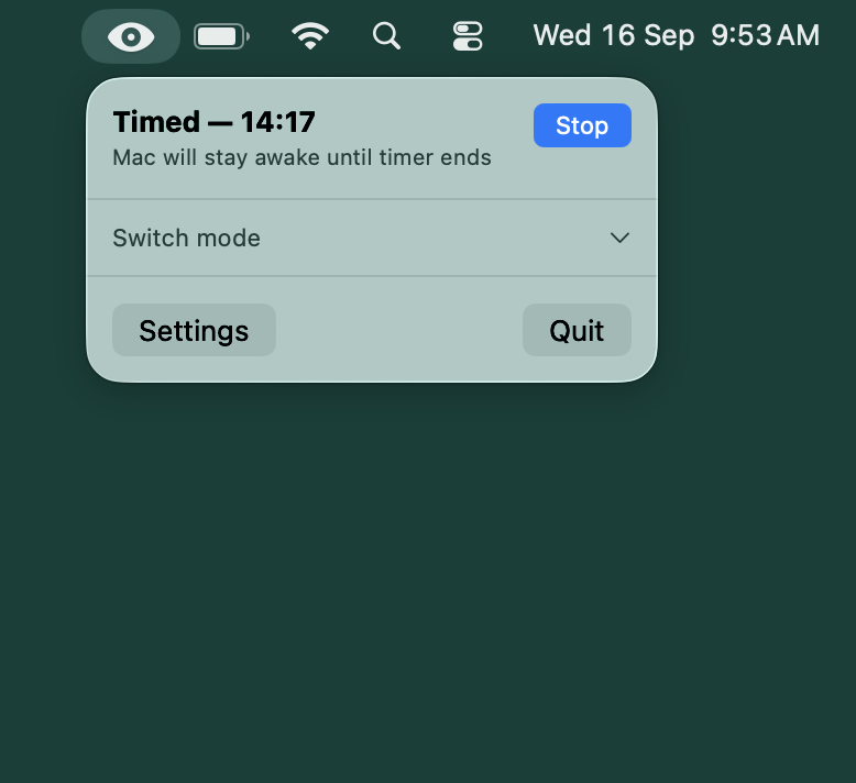 Automatic stop - timer counts down then stops